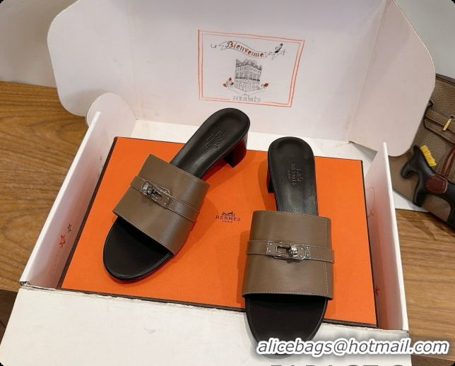 Hot Style Hermes Gigi 50 Sandal in Calfskin with Kelly Buckle H080750 Grey 2026