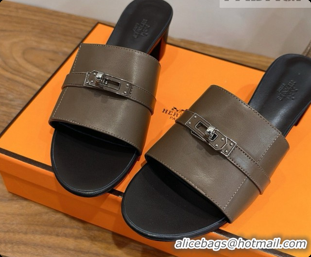 Hot Style Hermes Gigi 50 Sandal in Calfskin with Kelly Buckle H080750 Grey 2026