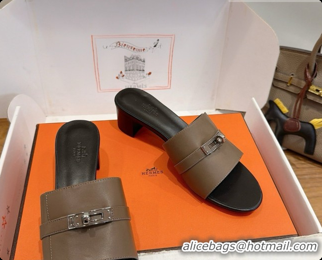 Hot Style Hermes Gigi 50 Sandal in Calfskin with Kelly Buckle H080750 Grey 2026