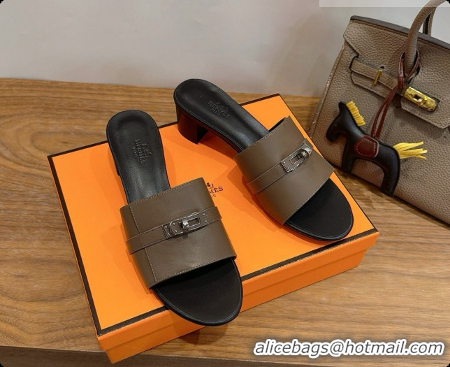 Hot Style Hermes Gigi 50 Sandal in Calfskin with Kelly Buckle H080750 Grey 2026