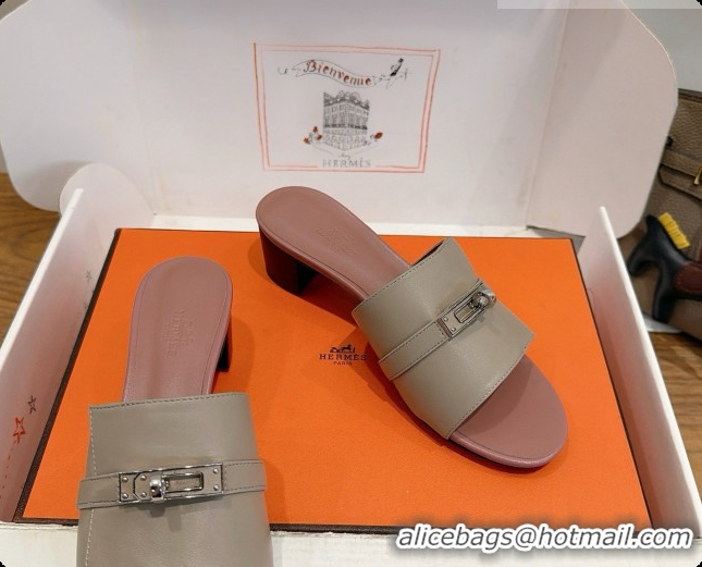 Trendy Design Hermes Gigi 50 Sandal in Calfskin with Kelly Buckle H080751 Light Grey 2026