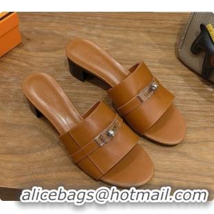 Best Grade Hermes Gigi 50 Sandal in Calfskin with Kelly Buckle H080752 Brown 2026