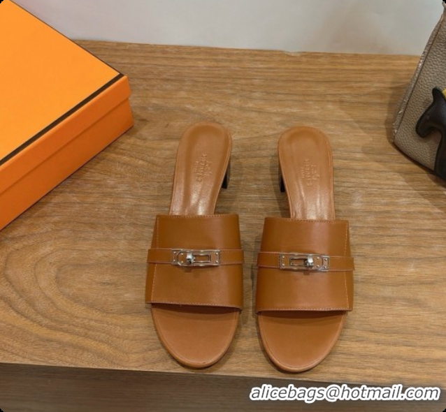 Best Grade Hermes Gigi 50 Sandal in Calfskin with Kelly Buckle H080752 Brown 2026