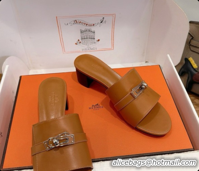 Best Grade Hermes Gigi 50 Sandal in Calfskin with Kelly Buckle H080752 Brown 2026