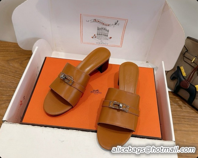 Best Grade Hermes Gigi 50 Sandal in Calfskin with Kelly Buckle H080752 Brown 2026