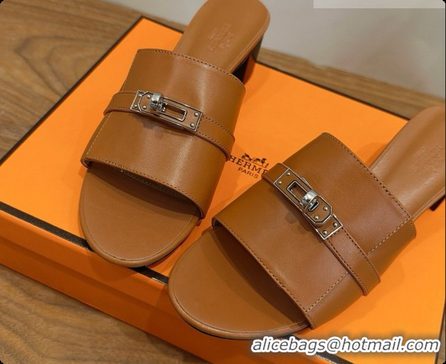 Best Grade Hermes Gigi 50 Sandal in Calfskin with Kelly Buckle H080752 Brown 2026