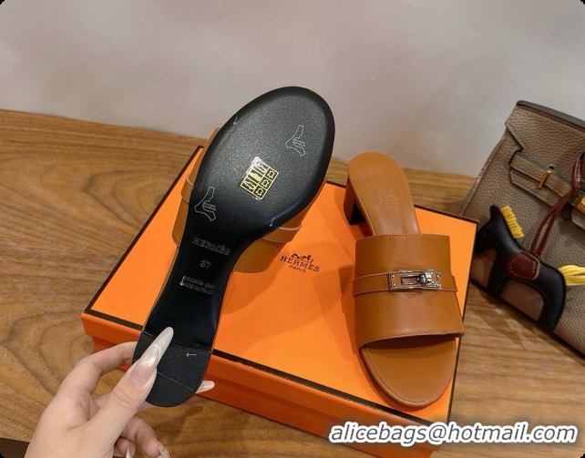 Best Grade Hermes Gigi 50 Sandal in Calfskin with Kelly Buckle H080752 Brown 2026