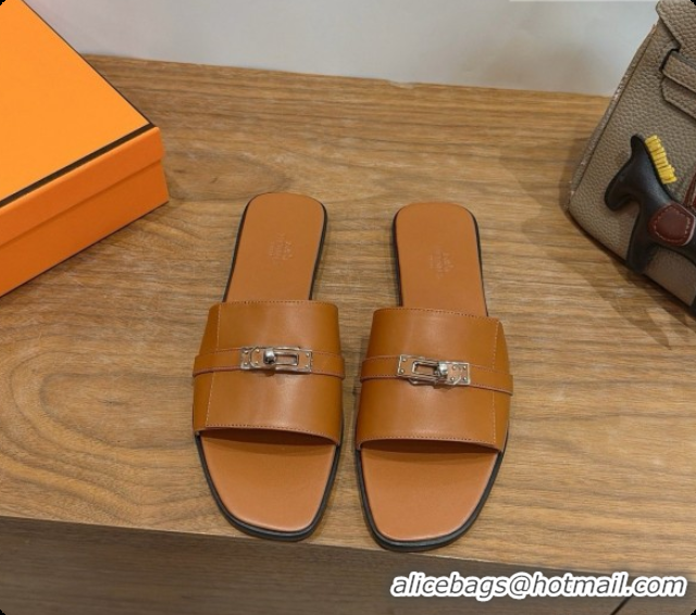 Good Quality Hermes Giulia sandal in Calfskin with Kelly Buckle H080758 Brown 2026