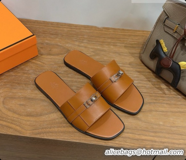 Good Quality Hermes Giulia sandal in Calfskin with Kelly Buckle H080758 Brown 2026