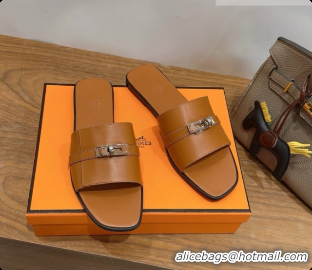 Good Quality Hermes Giulia sandal in Calfskin with Kelly Buckle H080758 Brown 2026