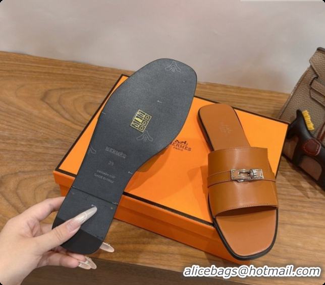 Good Quality Hermes Giulia sandal in Calfskin with Kelly Buckle H080758 Brown 2026