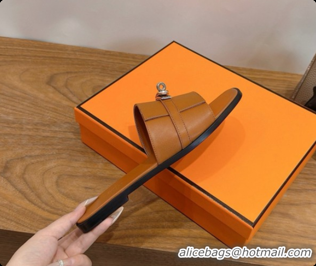 Good Quality Hermes Giulia sandal in Calfskin with Kelly Buckle H080758 Brown 2026