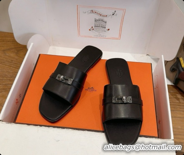 Top Grade Hermes Giulia sandal in Calfskin with Kelly Buckle H080759 Black 2026
