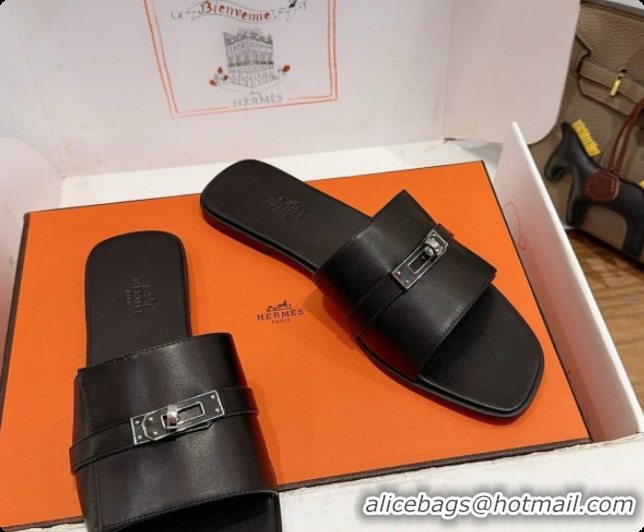 Top Grade Hermes Giulia sandal in Calfskin with Kelly Buckle H080759 Black 2026