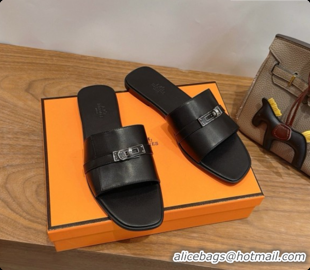 Top Grade Hermes Giulia sandal in Calfskin with Kelly Buckle H080759 Black 2026