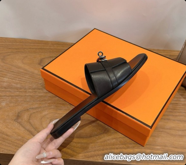 Top Grade Hermes Giulia sandal in Calfskin with Kelly Buckle H080759 Black 2026