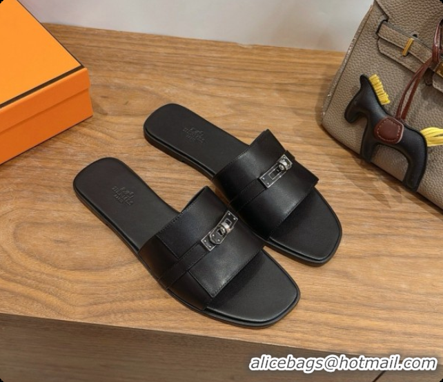 Top Grade Hermes Giulia sandal in Calfskin with Kelly Buckle H080759 Black 2026