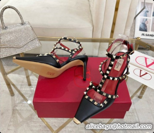 Sophisticated Valentino Rockstud Kidskin Pumps 100MM 6080357 Black 2026