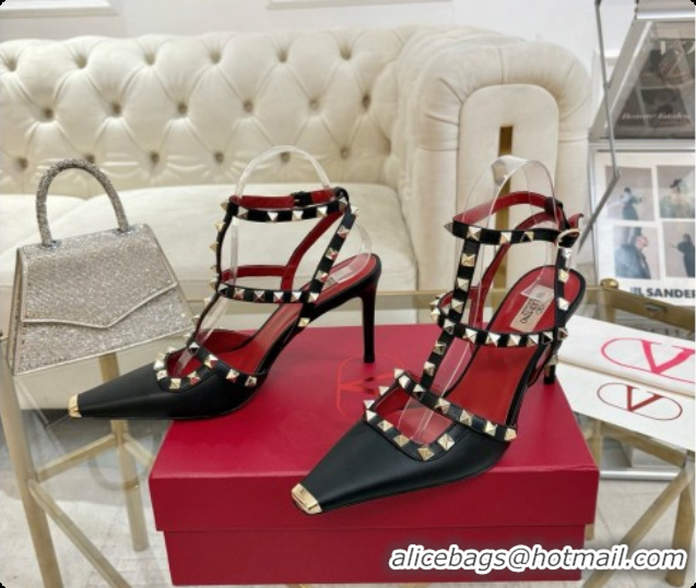 Sophisticated Valentino Rockstud Kidskin Pumps 100MM 6080357 Black 2026