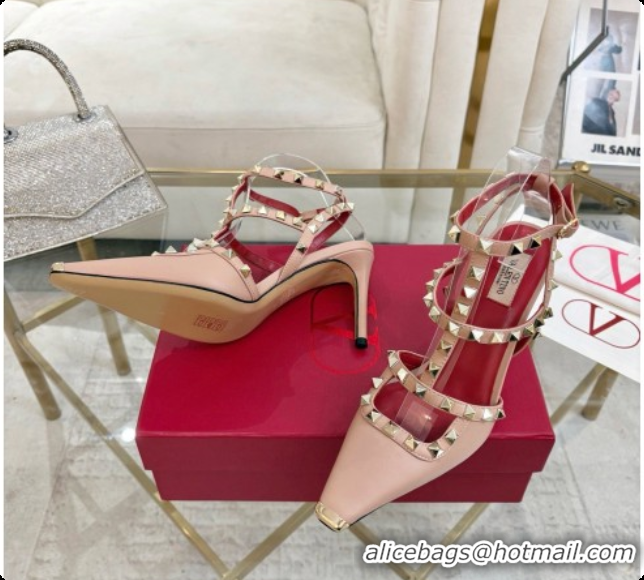 Good Quality Valentino Rockstud Kidskin Pumps 100MM 6080357 Nude Pink 2026