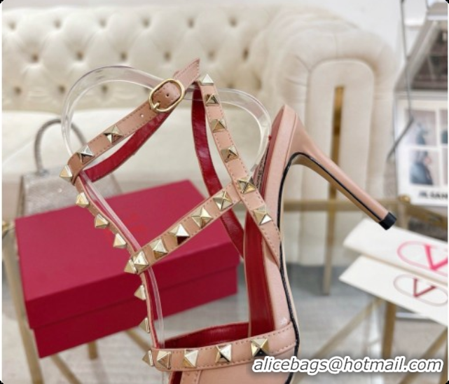 Good Quality Valentino Rockstud Kidskin Pumps 100MM 6080357 Nude Pink 2026