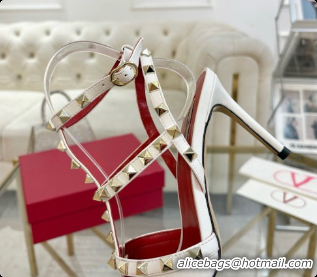 Grade Quality Valentino Rockstud Kidskin Pumps 100MM 6080357 White 2026