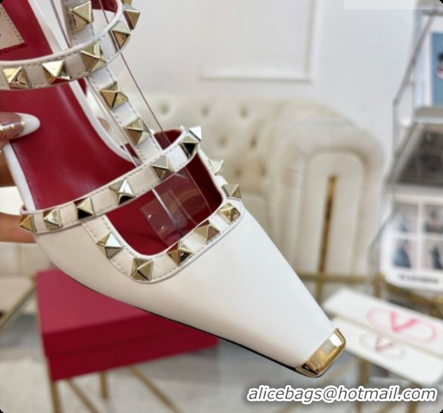 Grade Quality Valentino Rockstud Kidskin Pumps 100MM 6080357 White 2026