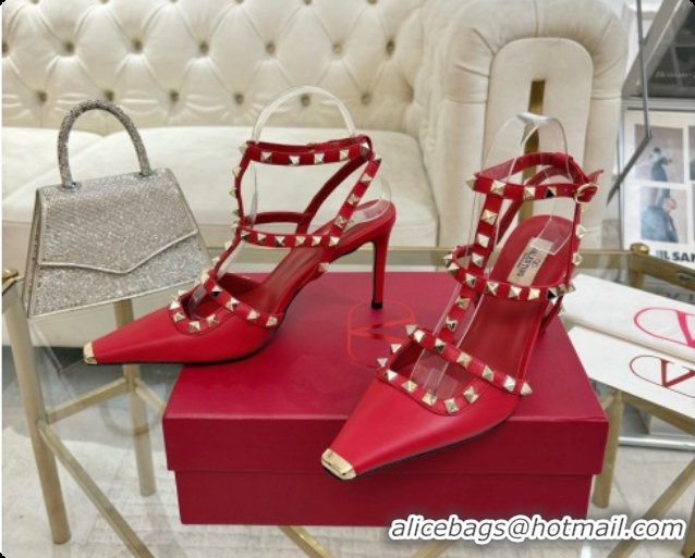 Pretty Style Valentino Rockstud Kidskin Pumps 100MM 6080357 Red 2026