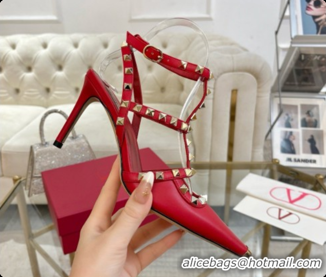 Pretty Style Valentino Rockstud Kidskin Pumps 100MM 6080357 Red 2026
