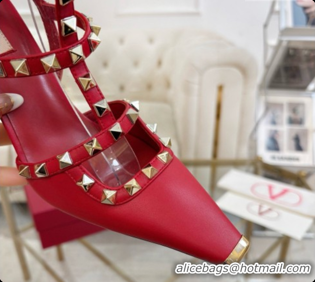 Pretty Style Valentino Rockstud Kidskin Pumps 100MM 6080357 Red 2026