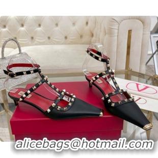 Top Grade Valentino Rockstud Court Shoes In Kid Leather 40MM 6080358 Black 2026