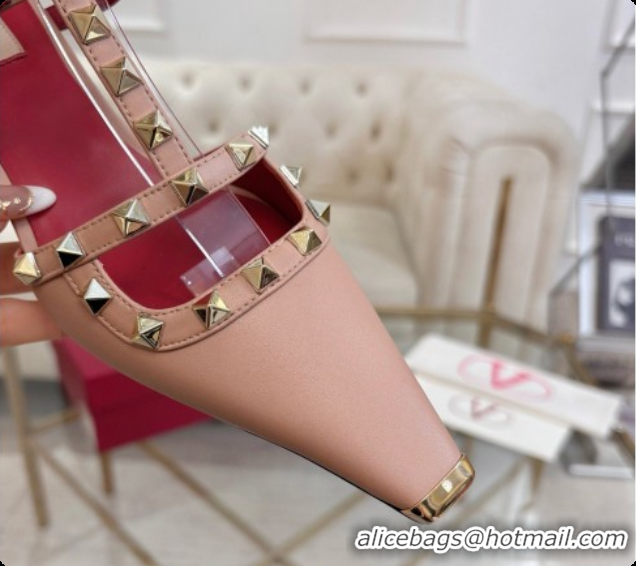 Best Grade Valentino Rockstud Court Shoes In Kid Leather 40MM 6080358 Nude Pink 2026