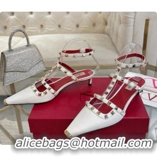 Unique Style Valentino Rockstud Court Shoes In Kid Leather 40MM 6080358 White 2026