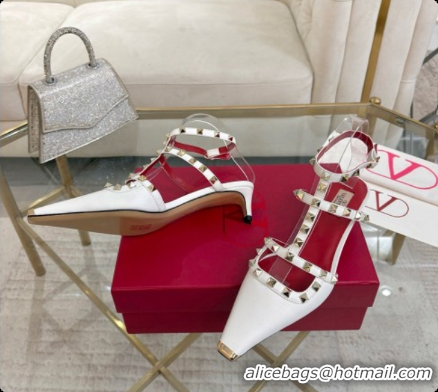 Unique Style Valentino Rockstud Court Shoes In Kid Leather 40MM 6080358 White 2026