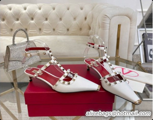 Unique Style Valentino Rockstud Court Shoes In Kid Leather 40MM 6080358 White 2026