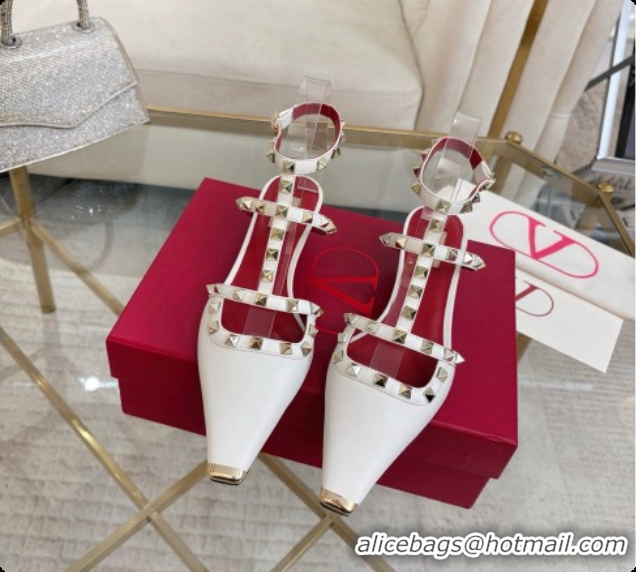 Unique Style Valentino Rockstud Court Shoes In Kid Leather 40MM 6080358 White 2026