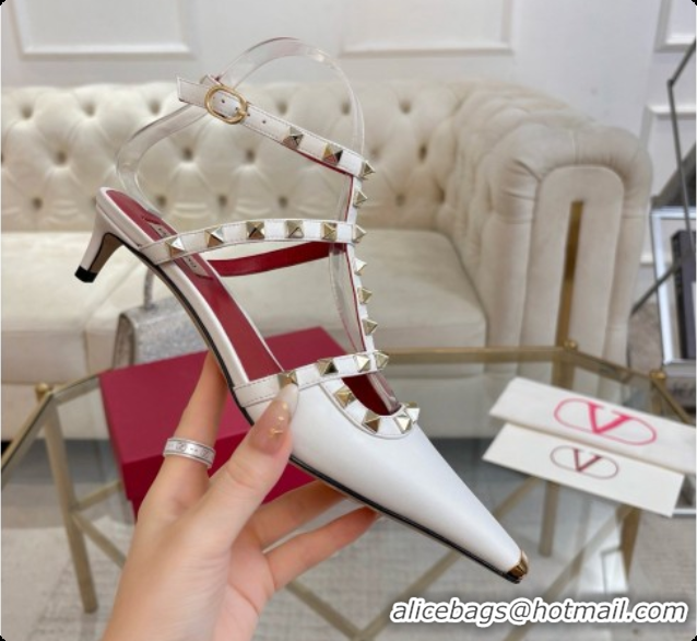 Unique Style Valentino Rockstud Court Shoes In Kid Leather 40MM 6080358 White 2026