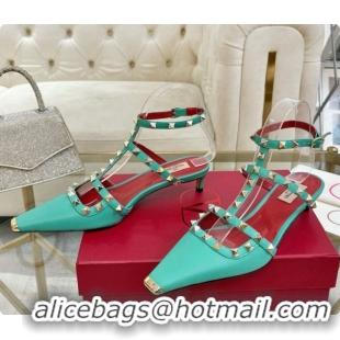 Shop Duplicate Valentino Rockstud Court Shoes In Kid Leather 40MM 6080358 Green 2026