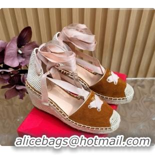 Buy Discount Valentino Suede Espadrilles Wedge V081429 Brown 2026