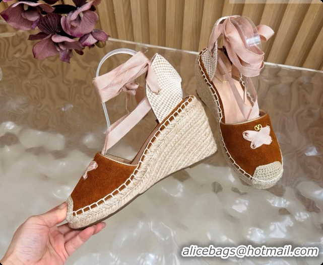 Buy Discount Valentino Suede Espadrilles Wedge V081429 Brown 2026