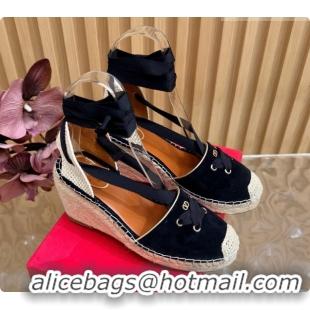 Sophisticated Valentino Suede Espadrilles Wedge V081430 Black 2026
