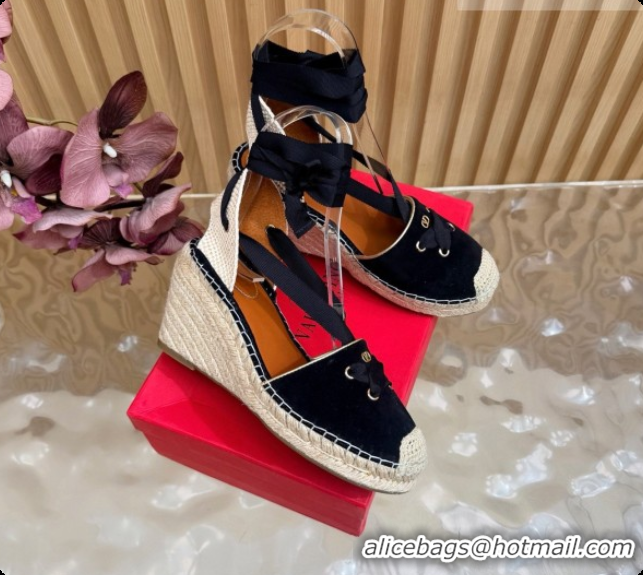Sophisticated Valentino Suede Espadrilles Wedge V081430 Black 2026