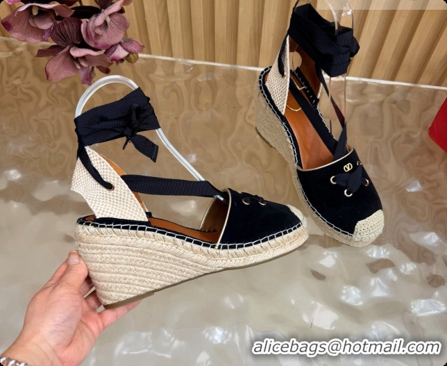 Sophisticated Valentino Suede Espadrilles Wedge V081430 Black 2026