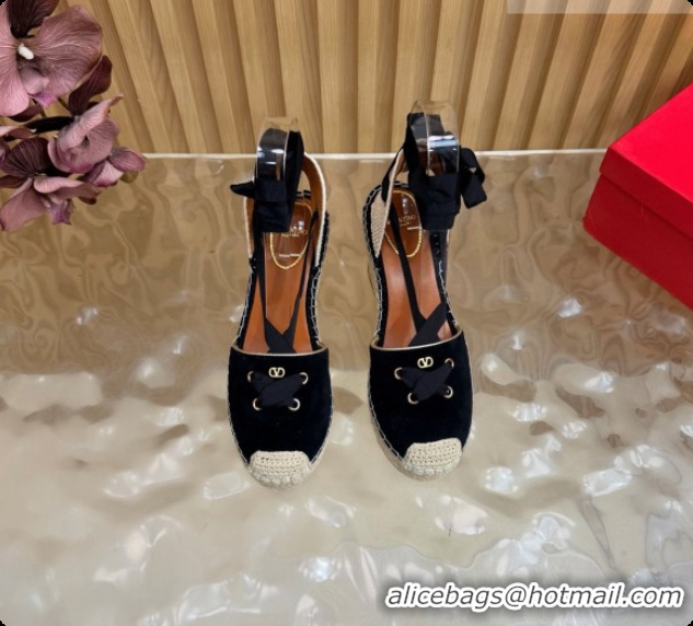 Sophisticated Valentino Suede Espadrilles Wedge V081430 Black 2026