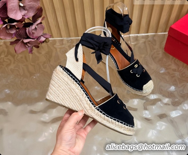 Sophisticated Valentino Suede Espadrilles Wedge V081430 Black 2026