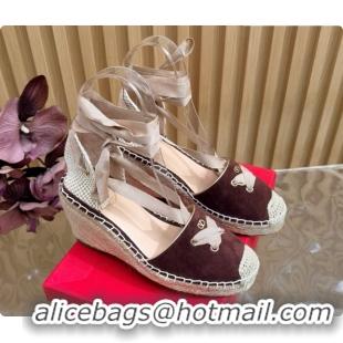 Good Looking Valentino Suede Espadrilles Wedge V081431 Brown 2026