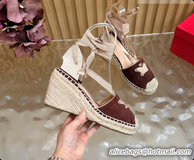 Good Looking Valentino Suede Espadrilles Wedge V081431 Brown 2026
