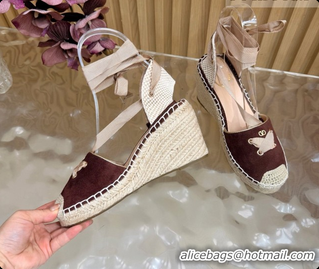 Good Looking Valentino Suede Espadrilles Wedge V081431 Brown 2026