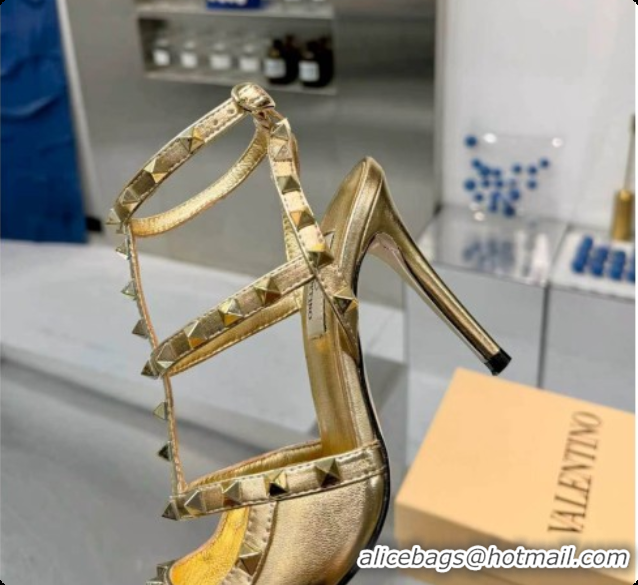 Charming Valentino Rockstud Kidskin Pumps 100MM V081450 Gold 2026