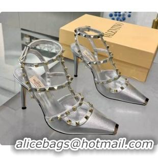 Best Price Valentino Rockstud Kidskin Pumps 100MM V081450 Silver 2026